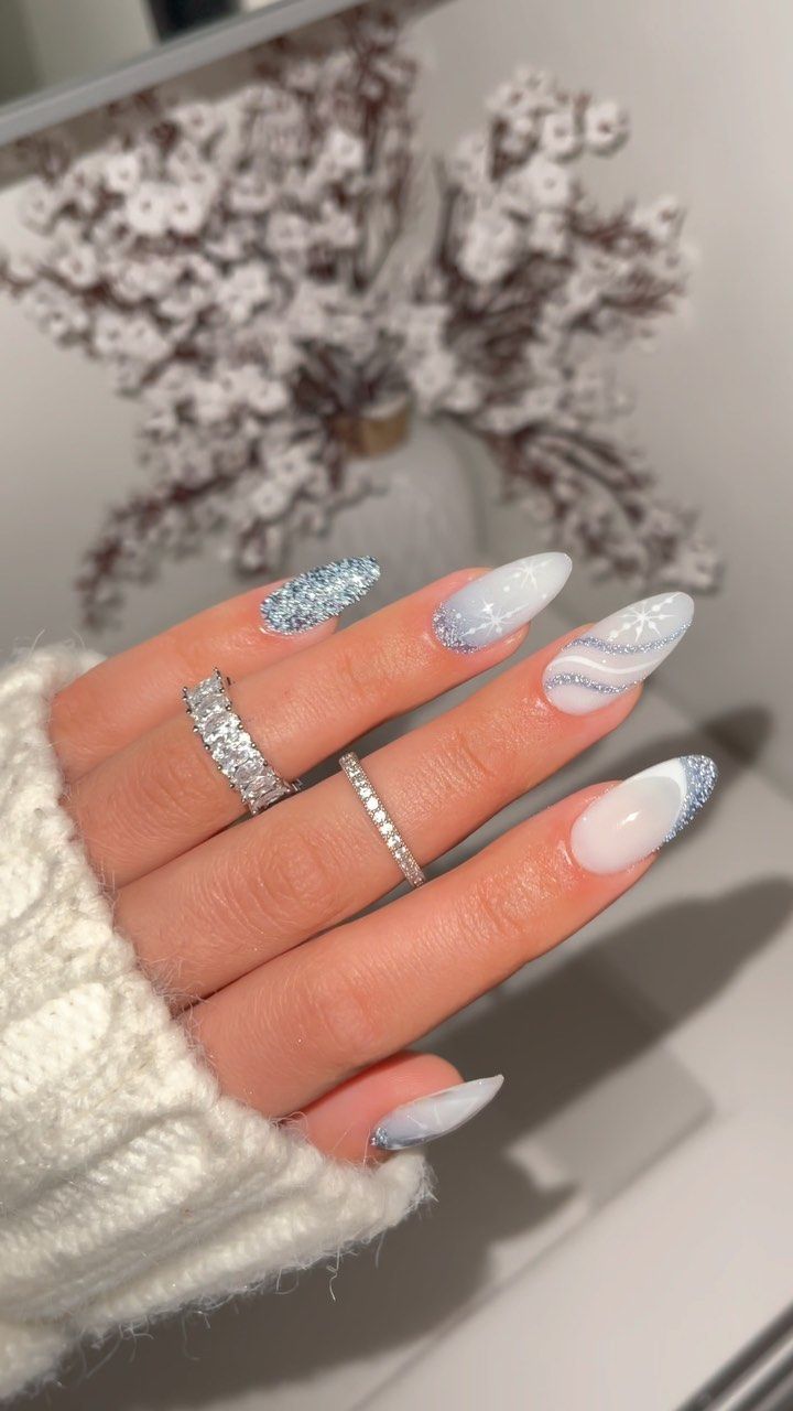 LN Nailed It on Reels | Dean Martin · Let It Snow! Let It Snow! Let It Snow! Nail Art Noel, Snow Nails, Milky Nails, December Nails, Medium Almond, Winter Nail Designs, Pink Acrylic Nails, Xmas Nails, Nailed It