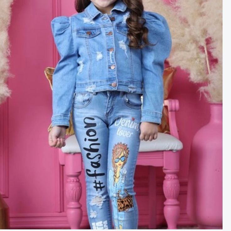 Jeans Flare Jeans Kids, Kids Denim Outfit, Denim Long Dress, Kid Denim Flare Pants, Jeans Top For Kids Girl, Kids Jeans Girls, Tan Jeans, Elastic Waist Jeans, Flare Denim Jeans