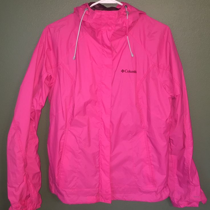 Rain Jacket, Nwot, Cute Bright Pink Color Solid Windbreaker For Cold Weather In Spring, Solid Windbreaker For Cold Spring Weather, Pink Outerwear For Outdoor Activities In Fall, Pink Fall Outerwear For Outdoor Activities, Pink Outerwear For Fall Outdoor Activities, Pink Spring Outerwear For Outdoor Activities, Casual Pink Outerwear For Rainy Weather, Columbia Jacket, Columbia Jackets