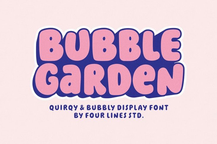 the bubble garden font is shown in pink and purple