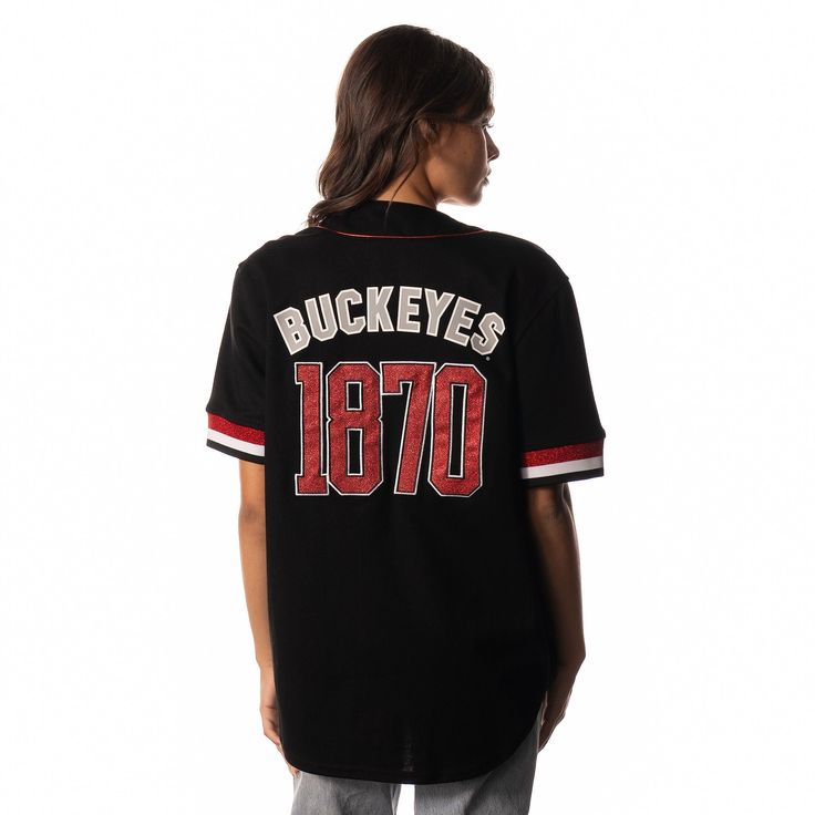 Upgrade your traditional jersey with our new Ohio Button Up Baseball Shirt. With intricate detailing and stitching, each jersey showcases signature Buckeyes branding and colorways for a bold look on game day. Cotton and breathable fabric Ribbed trims Button closures Stitched motifs Material: 55% Polyester 45% Cotton Care: Wash on delicate cycle Tumble dry low Do not bleach Do not iron Fur Lined Hoodie, Man Quilt, Jacquard Sweater, Baseball Shirt, Jacksonville Jaguars, Baseball Shirts, 1/4 Zip, New York Giants, Logo Tees