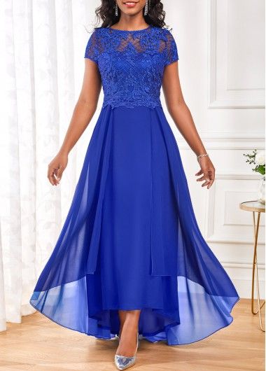 Color:Royal Blue;Size:XL;Package Contents:1 X Dress;Occasion:Other;Style:Tribal; Classy Attire, Blue High Low Dress, Latest Dress For Women, Cheap Party Dresses, Pinterest Wedding, Royal Blue Lace, Blue Boat, Boat Neck Dress, Womens Prom Dresses