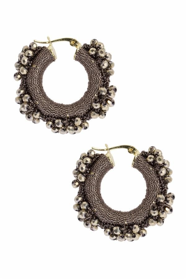 Adorned in thread and beaded detail, our Royal Redux Beaded Hoop Earring is an elevated take on the everyday hoop. This earring is sure to add glamour and sophistication to any outfit. Available in multiple colorways. Materials: Polyester Thread, Glass Beads Size: 1.5" x 1.5" Hinged Hoop Closure Festive Beaded Hoop Earrings, Festive Beaded Hoop Earrings With Round Beads, Festive Round Beaded Earrings, Small Hoop Earrings With Dangling Beads For Party, Party Hoop Earrings With Dangling Beads, Small Beaded Metal Hoop Earrings, Small Beaded Hoop Earrings In Metal, Beaded Metal Small Hoop Earrings, Tiny Beads Party Earrings