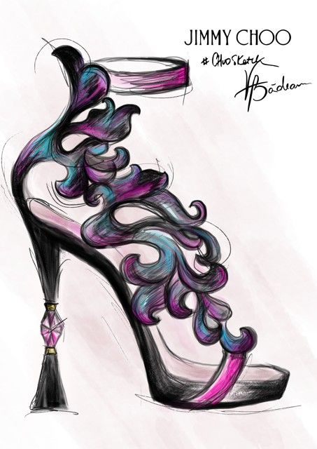 a drawing of a high heeled shoe