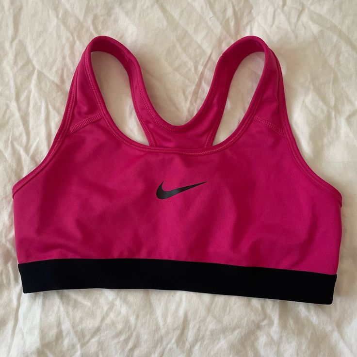 Brand New! Too Small And Lost The Tags Awhile Ago. Dri-Fit Pink With Black Sports Bra. Not Too Thick, Good Support, Basic Racer Back Style. Pink Moisture-wicking Top For Sports Events, Pink Activewear For Sports Events And Season, Pink Breathable Sports Bra, Nike Pink Tops For Sports Season, Pink Breathable Sports Bra For Sports Events, Pink Stretchy Tops For Sports Events, Pink Stretch Tops For Sports Events, Fitted Pink Sweat-resistant Sports Bra, Sporty Pink Activewear With Go-dry Technology