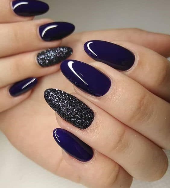 Navy Blue Nail Designs, Summer Nails Colors Designs, Blue Nail Color, Dark Blue Nails, Navy Nails, Navy Blue Nails, Blue Acrylic Nails, Nail Colors Winter, Makijaż Smokey Eye