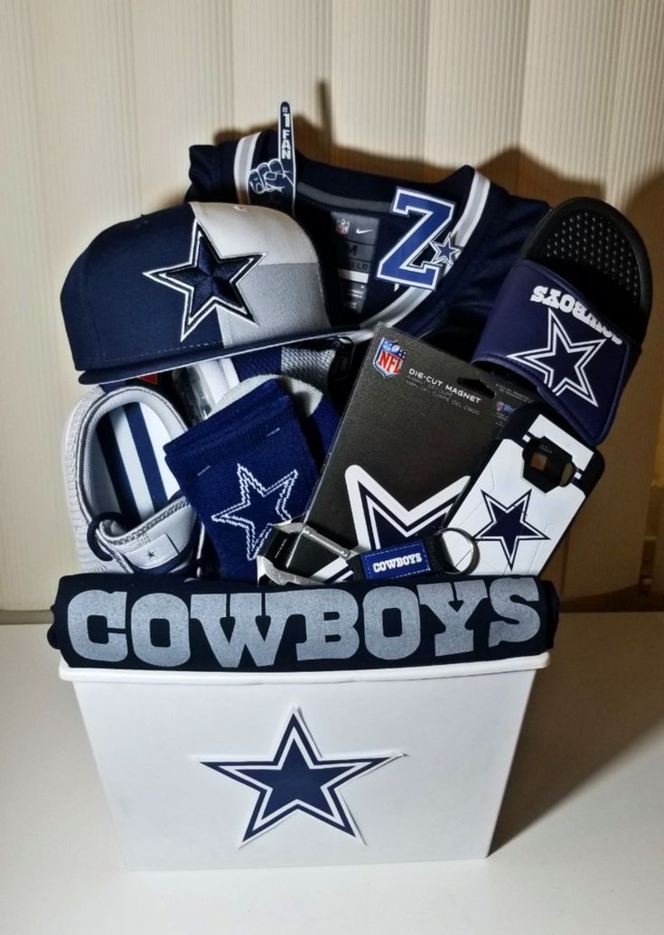 a cowboys hat, gloves and other items are in a white box on a table