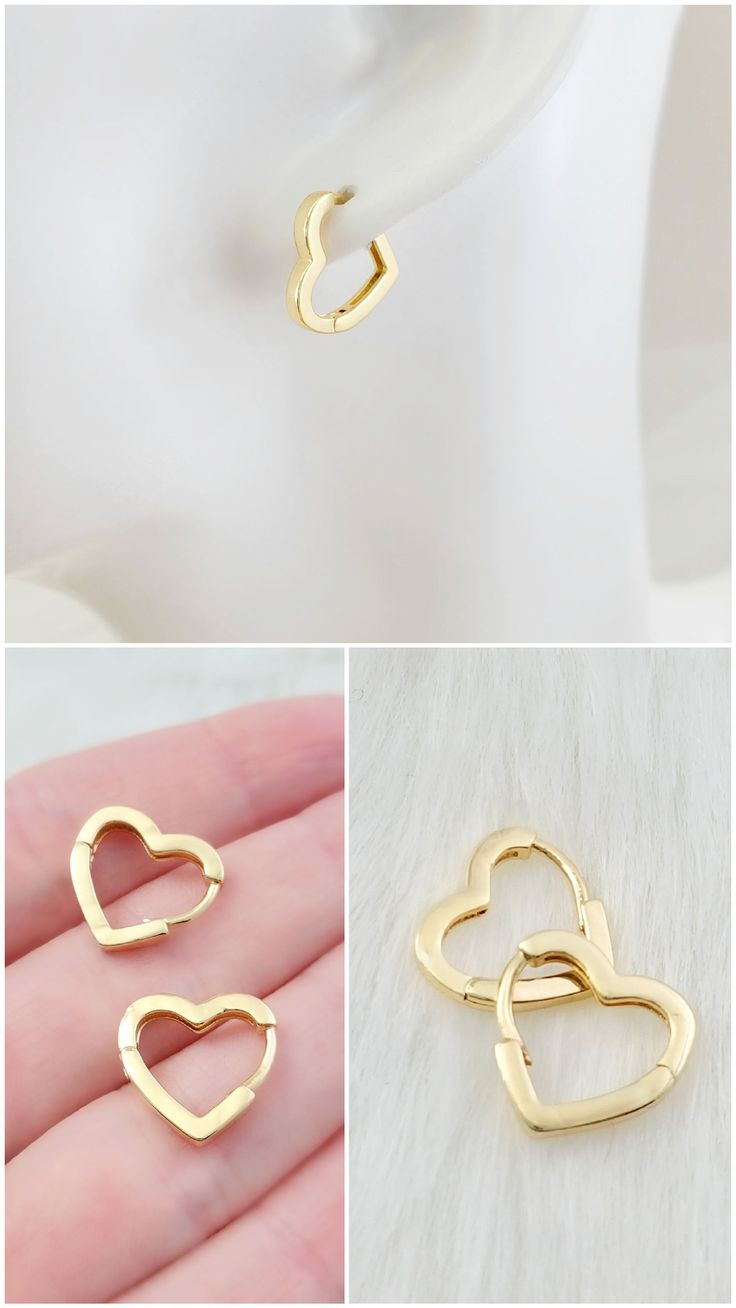 "24K gold-filled 13x13mm one-touch leverback heart-shaped huggie earrings This listing is for one pair of earrings. Fast and free shipping US seller located in Texas Upgrades available at checkout: -$1 gift packaging -Priority Mail -affordable insurance (recommended) Copy/paste links: To get today's coupon code: http://eepurl.com/g4luJT To read The Gemsicles Blog: https://bit.ly/3efjdrR Know Your Gold: Solid, Vermeil, Plated and Filled It is important to understand your gold options when buying Cheap Heart Pendant Earrings As Gift, Cheap Hypoallergenic Heart Earrings For Anniversary, Cheap Elegant Open Heart Earrings, Cheap Heart Charm Earrings For Gifts, Cheap Huggie Heart Earrings For Pierced Ears, Cheap Nickel Free Trendy Heart Earrings, Cheap Heart Charm Earrings As Gift, Cheap Heart Pendant Earrings For Gift, Cheap Cute Heart Earrings For Parties