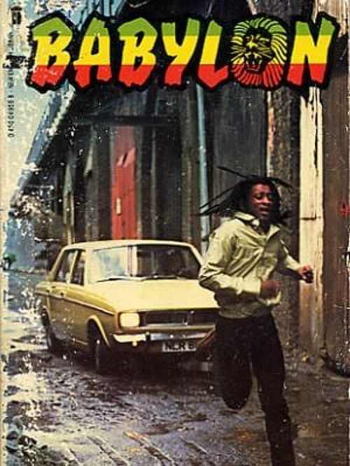 the cover to baby lion's album, featuring an image of a man running in front of a car