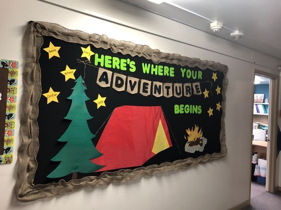 there's where your adventure begins sign hanging on the wall in an office building