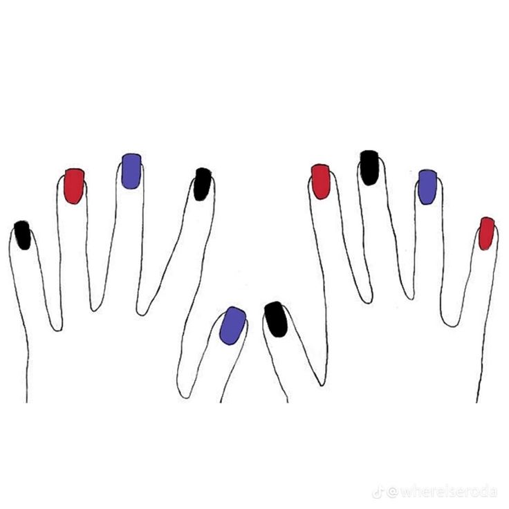 Red Black And Blue Nails, Fnaf Nails Ideas, Fnaf Nail Art, Grunge Christmas Nails, Fnaf Nails, Soft Grunge Nails, Black And Blue Nails, Red Black Nails, Music Nails