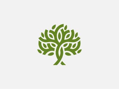 a green tree with leaves in the shape of a heart on a white background illustration