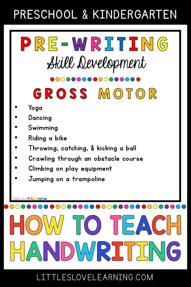 a poster with the words pre - writing skill development gross motor and how to teach handwriting