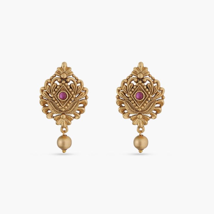 Oasis Antique Stud Earrings Almost Love, Antique Gold Earrings, Stylish Earring, Custom Earrings, Comfort Wear, Antique Earrings, Gold Polish, Light Weight Earrings, Cz Stone