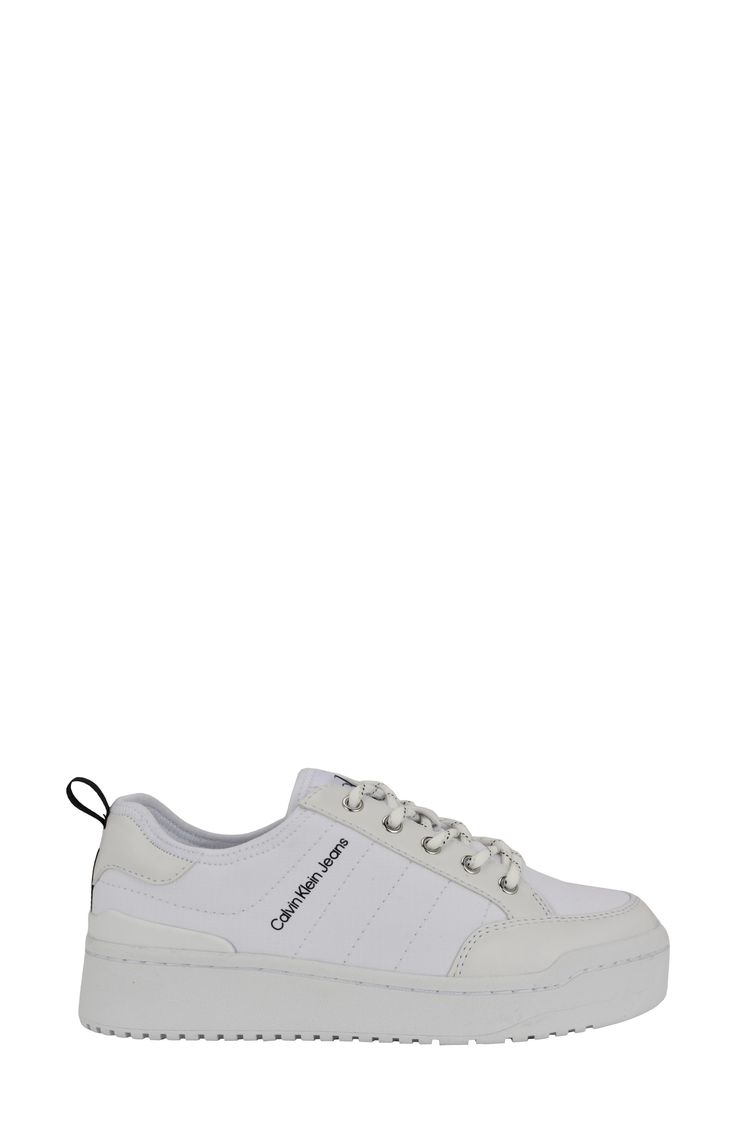 A platform sole and logo details kick up the modern style of this trend-savvy lace-up sneaker. Lace-up style Textile and synthetic upper/textile lining/synthetic sole Imported Modern Lace-up Platform Sneakers With Logo, White Sole Platform Sneakers With Logo Lace-up, White Sole Lace-up Chunky Sneakers With Logo, Chunky Lace-up Sneakers With Logo, White Sporty Platform Sneakers With Logo, Modern Low-top Platform Sneakers With Logo, Sporty Textile Platform Sneakers With Laces, Modern Lace-up High-top Sneakers With Logo, Sporty Textile Chunky Lace-up Sneakers