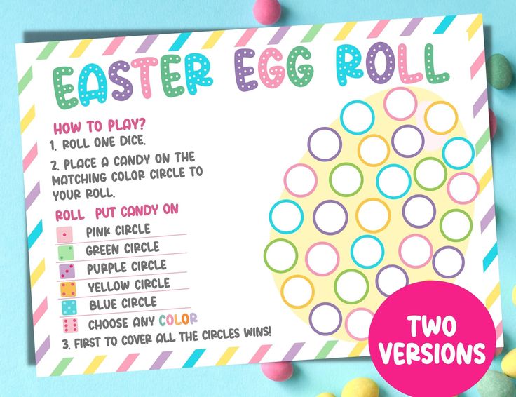 an easter egg roll game with eggs around it