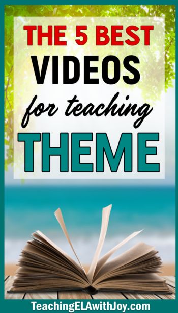 an open book with the title, the 5 best videos for teaching theme and text