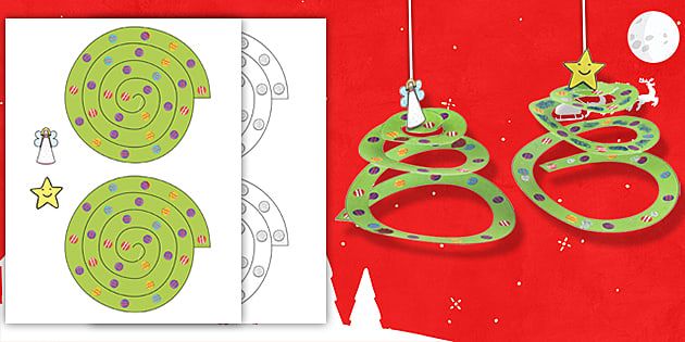 two christmas cards with ornaments hanging from strings