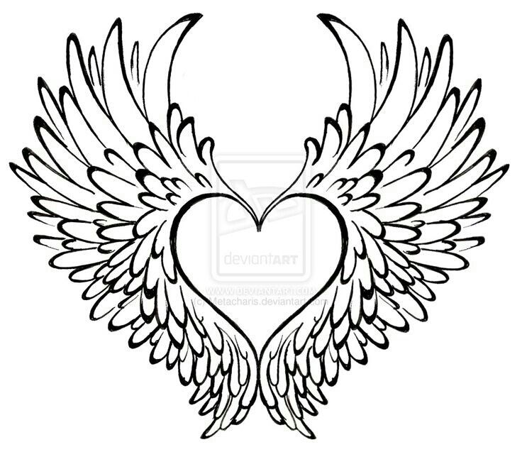 an angel heart with wings tattoo design