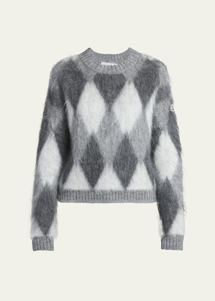 Mohair Jumpers, Patterned Sweater, Jacquard Sweater, Long Sleeve Jumper, Argyle Sweater, Mohair Sweater, Pattern Sweater, Wool Blend Sweater, Sweater Pattern