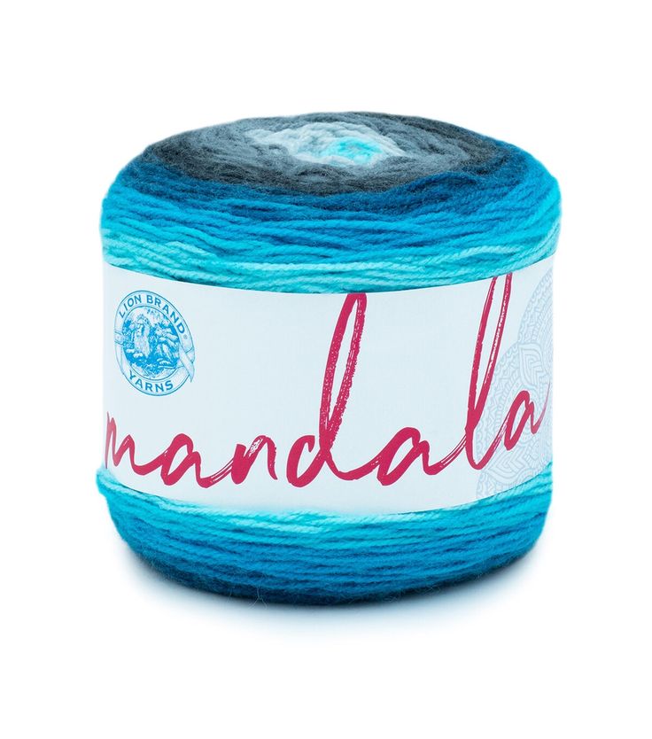 a skein of yarn with the word pandala on it in red and blue