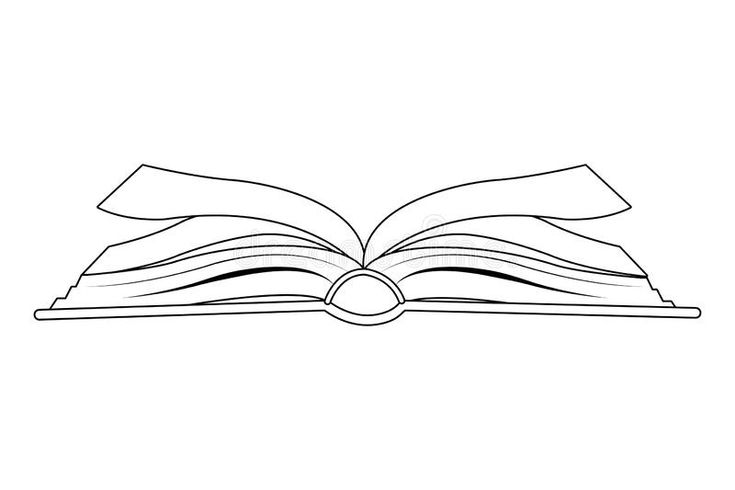 an open book with pages flying in the air, black and white image royalty illustration