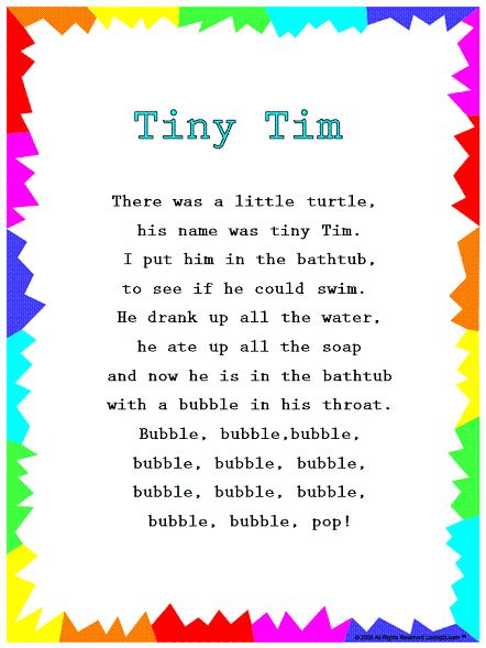 a poem written in rainbow colored paper with the words tiny tim on it and an image of