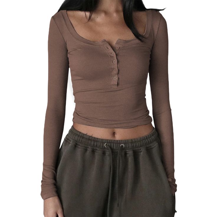 PRICES MAY VARY. Material: Women fitted basic tee shirt made of polyester and spandex fiber. Soft, breathable, stretchy, skin friendly, lightweight, comfy to wear. Casual pullover blouse top for women, tee girls and juniors. Features: Long sleeve shirt, cropped length, round neck or off shoulder for option, solid color, casual and basic style, slim fit, rib knit fabric, y2k fairy grunge shirt blouse, vintage 90s streetwear. Style: You can create a variety of styles by matching jeans, leggings, a Full Sleeve Tshirt, Y2k Long Sleeve, Y2k Tops, Aesthetic Shirts, Top Streetwear, Cropped Tops, Retro Women, Solid Clothes, Knitted Tshirt