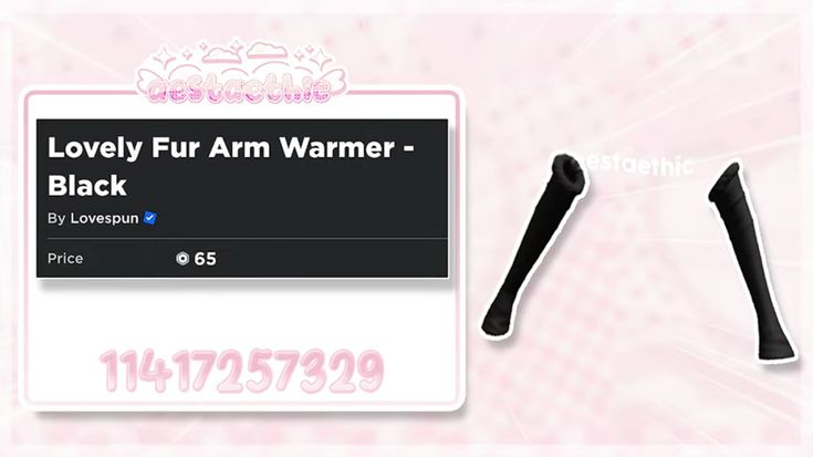 two black handles are shown in front of a pink background with the words lovely fur arm warmer - black