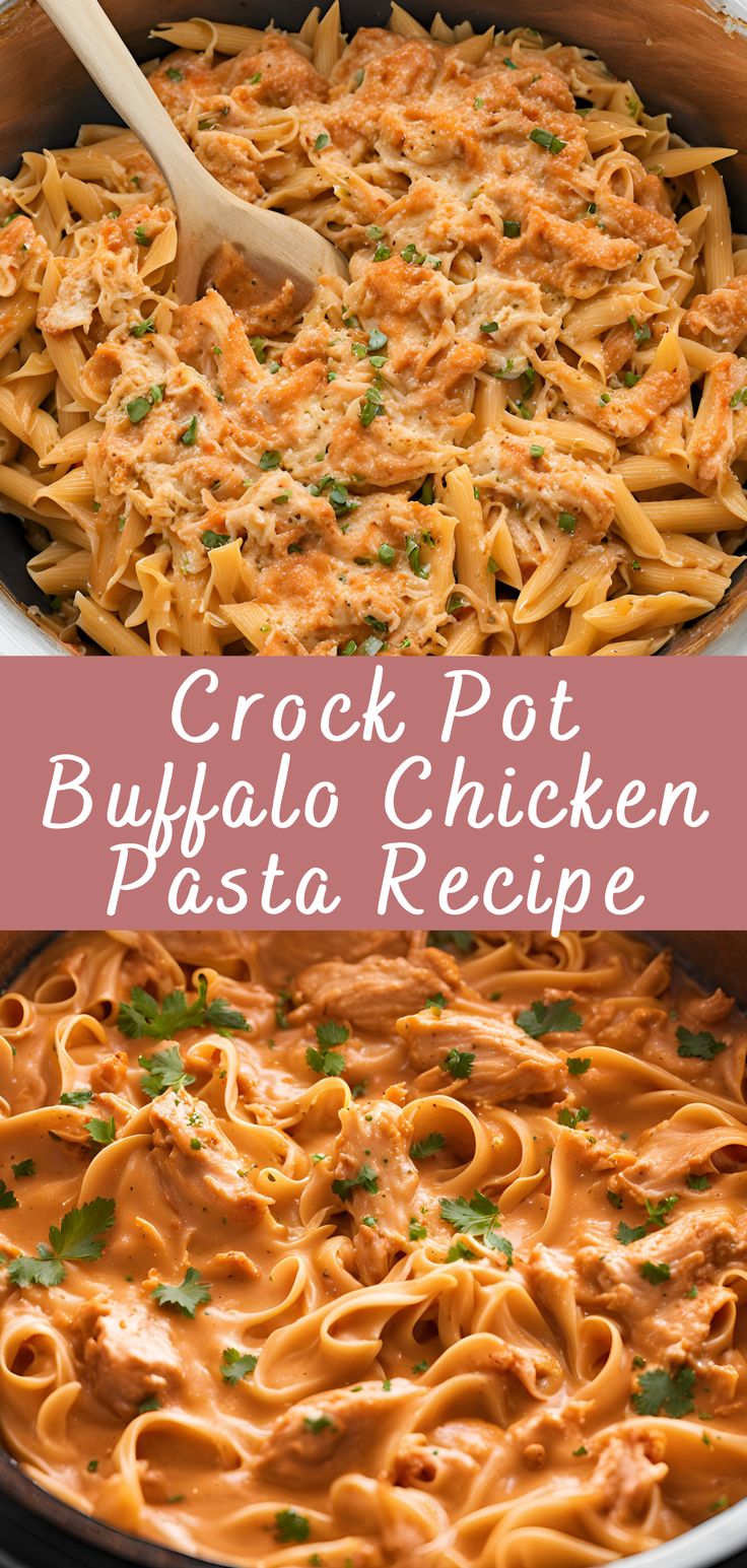 crock pot buffalo chicken pasta recipe in a skillet