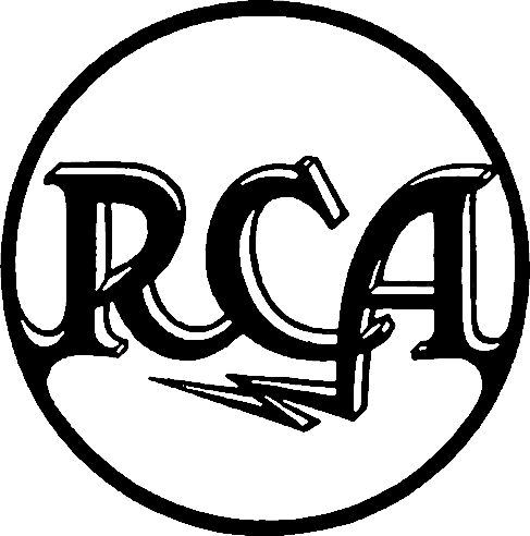 the word rca in a black and white circle with an arrow pointing to it