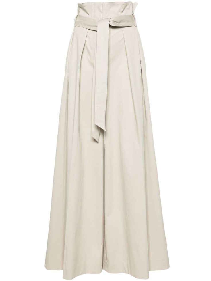 Moschino Belted wide-leg Trousers - Farfetch Belted Wide Leg Cotton Pants, Belted Cotton Wide Leg Pants, Elegant Beige Wide Leg Pants With Belt Loops, Classic Beige Wide Leg Pants With Belt Loops, Beige Wide Leg Pants For Work With Belt Loops, Beige Cotton Wide Leg Pants With Belt Loops, Belted Wide Leg Paperbag Waist Pants For Work, Beige Wide Leg Pants With Belt Loops, Chic Beige Wide Leg Pants With Belt Loops