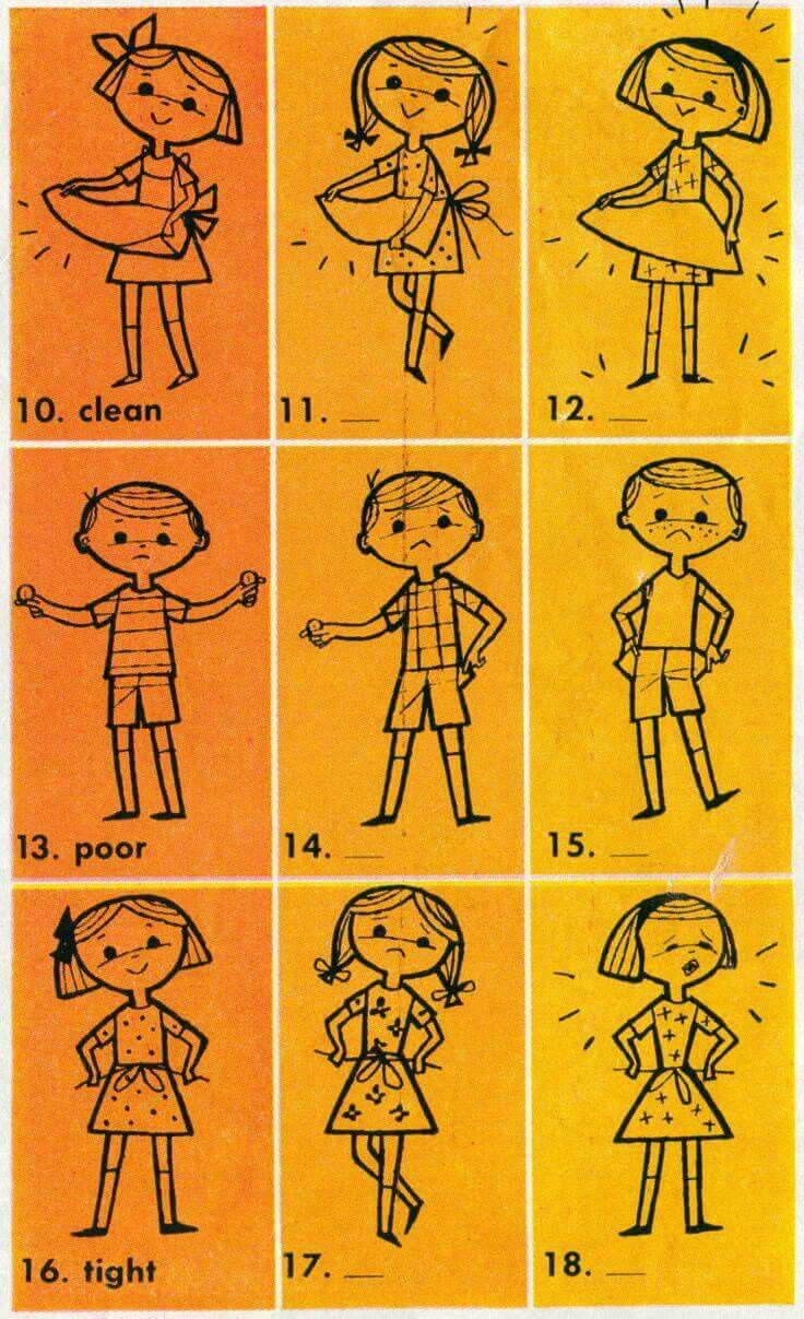 the instructions for how to draw children's cartoon characters in different poses and sizes