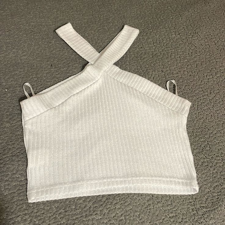 Sexy White Crop Top For A Great Day Out In Spring/Summer! Was Only Tried On But Never Worn. The Tags Have Been Removed. Serious Inquiries Only! Strappy Stretch Tops For Summer, Strappy Stretch Summer Tops, Stretch Strappy Summer Tops, White Casual Tank Top For Party, Casual White Tank Top For Party, White Cropped Tank Top For Party, White Cropped Tank Top For Night Out, Casual Strappy Crop Top For Party, White Cami Halter Top For Night Out