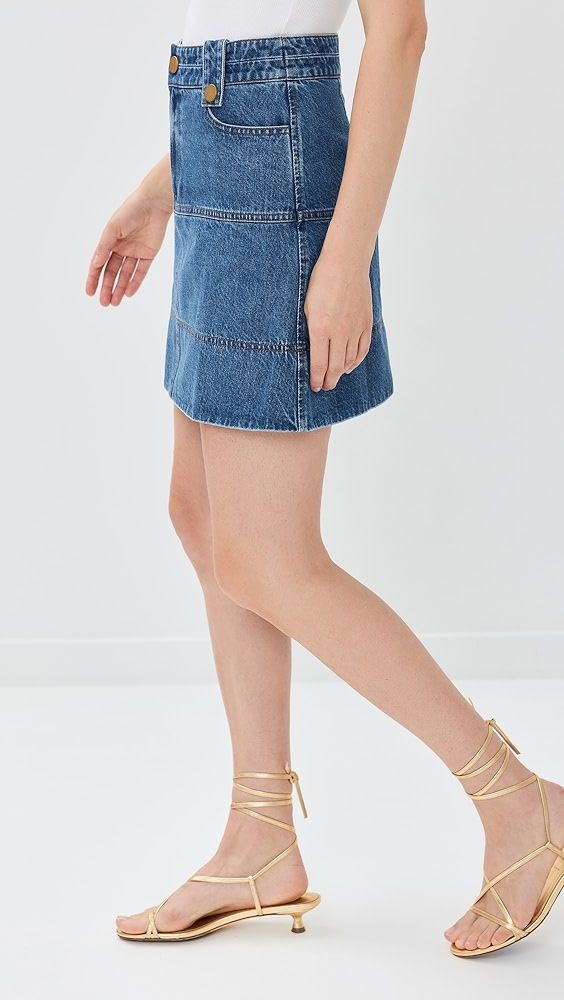 Tanya Taylor Short Hudie Skirt | Shopbop Urban Aesthetic, Parsons School Of Design, Tanya Taylor, Taylor Dress, Study Style, China Fashion, Indigo Blue, Recycled Cotton, Stretch Denim