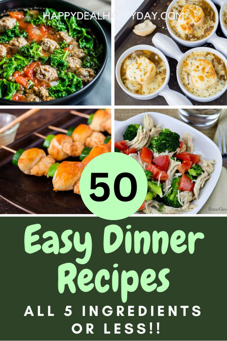 50 Easy Dinner Recipes - All 5 Ingredients or Less! Cheap Vegetarian Meals, Dinner Recipe Ideas, Unique Christmas Gift Ideas, 5 Ingredients Or Less, Printable Recipe Card, Frugal Recipes, Thrifty Thursday, Easy Chicken Dinner Recipes, Vegetarian Crockpot