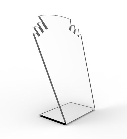 a glass display stand with four sections on each side and one section in the middle