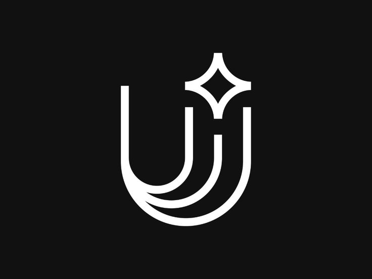 the letter u in white on a black background