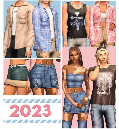 four different images of women in short shorts and shirts, with the words 2012 on them