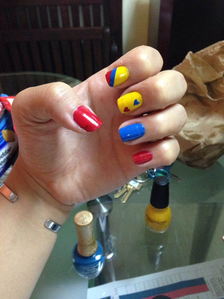 Colombian Nail Designs, Colombian Nails Designs, Colombian Nails, Columbian Flag, Colombia Nails, Colombian Flag, Flag Nails, Colombia Flag, Dots Nails