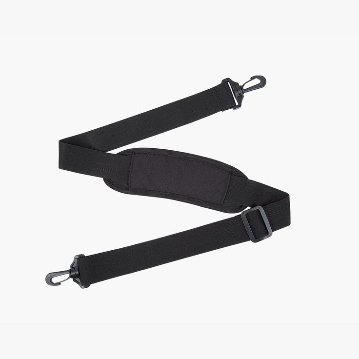 two black suspenders with metal buckles on white background