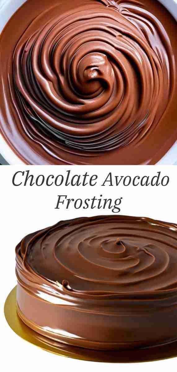 two images showing the process of making chocolate avocado frosting