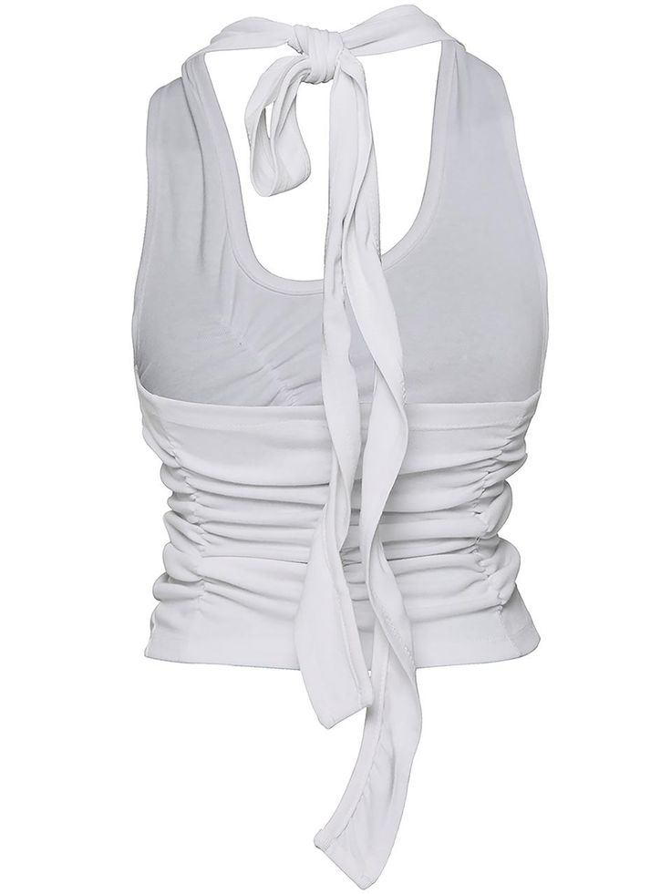 This is a trendy and feminine top by FLARE UP that is made out of high quality and sturdy material. With distinctive mood of the design and comfortable wear, you can style it for your casual daily outfit.- Irregular shirring detail- Halter tie neckline detail- Trendy and feminine mood Feminine Top, Halter Neck Top, Daily Outfits, High Quality, How To Wear, Design