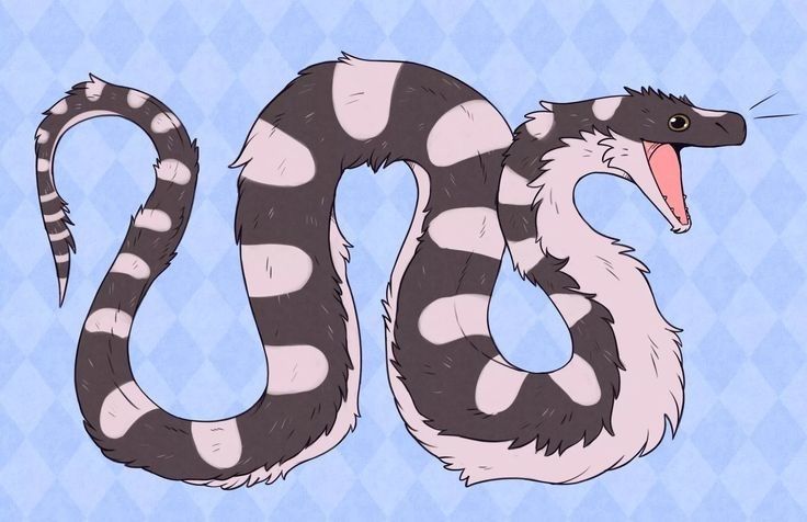 a drawing of a snake with its mouth open and tongue out, on a blue background