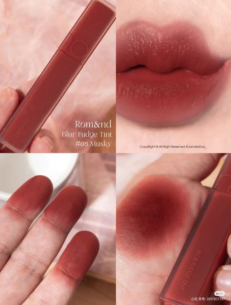 Romand Blur Fudge Tint, Pretty Lipstick Colors, Make Up Kits, Korean Lip Tint, Peach Makeup, Makeup Accesories, Lip Makeup Tutorial, Lip Swatches, Lips Shades