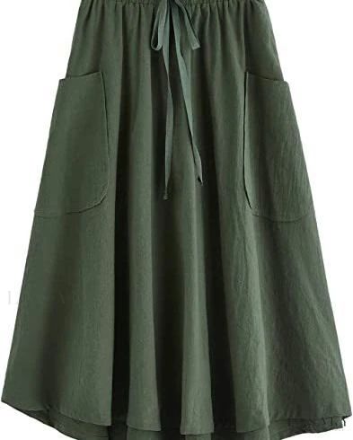 Lasaky - Sophisticated High-Waisted A-Line Pleated Midi Skirt with Convenient Pockets Midi Skirt With Pockets, Solid Skirt, Midi Flare Skirt, Fall Skirts, Summer Skirts, Boho Casual, Pleated Midi Skirt, Casual Skirts, Dressy Casual