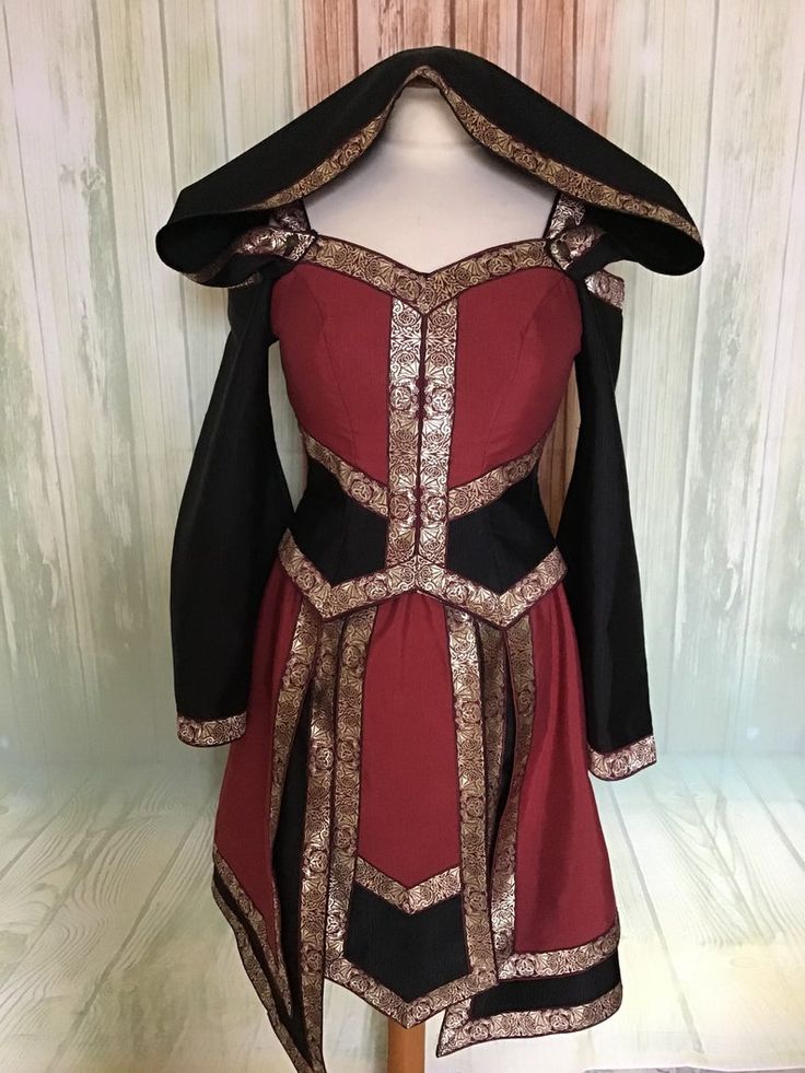 Celtic dress for fantasy larp | Etsy Elven Medieval Dress For Cosplay Events, Fitted Gothic Costumes For Fantasy Events, Fitted Elven Style Cosplay Costume, Fantasy Style Cosplay Costume For Cosplay Events, Black Elvish Costume For Fantasy Events, Black Elvish Costume For Costume Party, Medieval Costume Accessories For Larp And Cosplay, Fitted Elven Medieval Dress For Cosplay, Medieval Costume Accessories For Fantasy And Cosplay Events