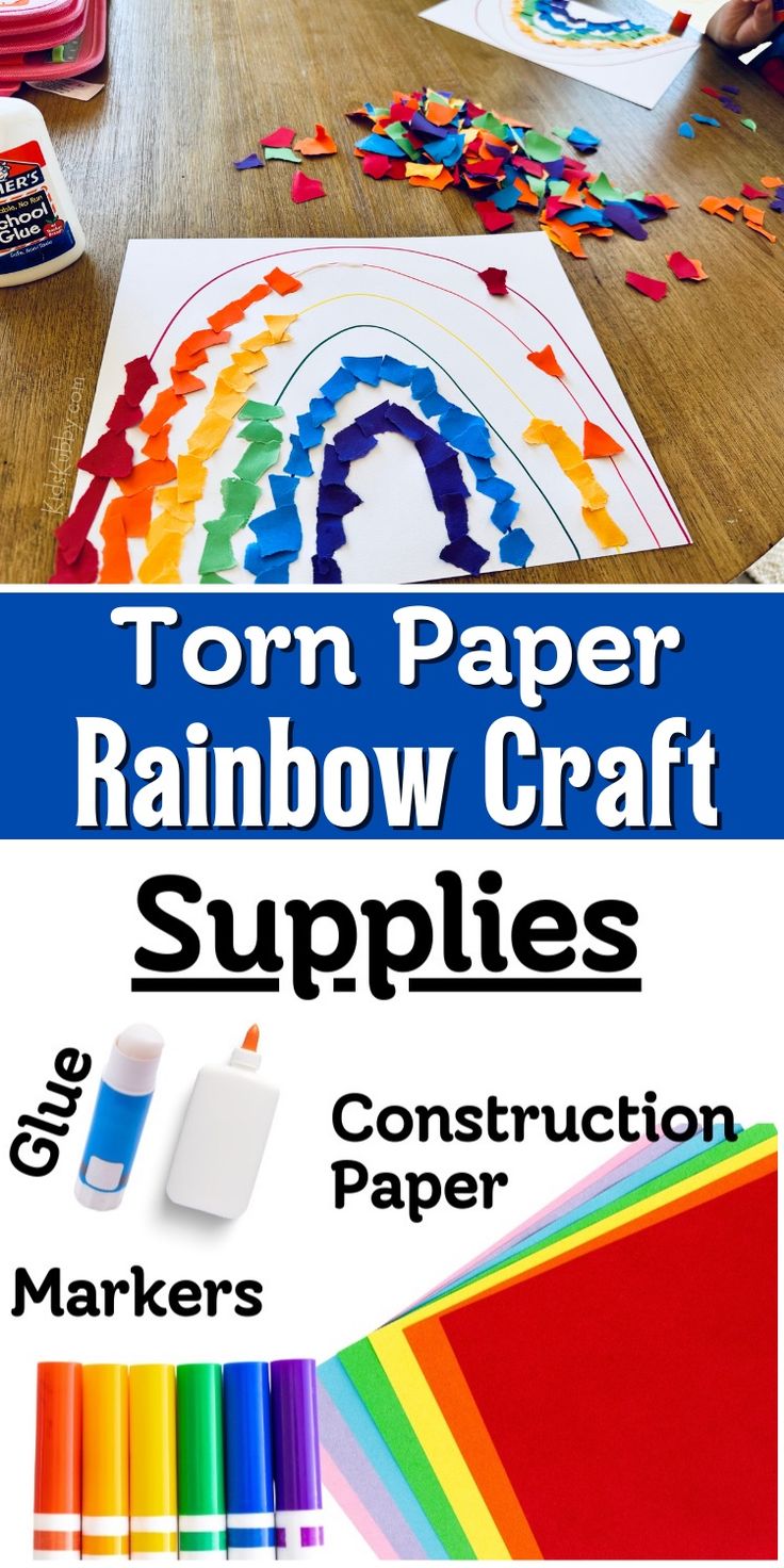 the rainbow craft supplies are ready to be used for children's arts and crafts