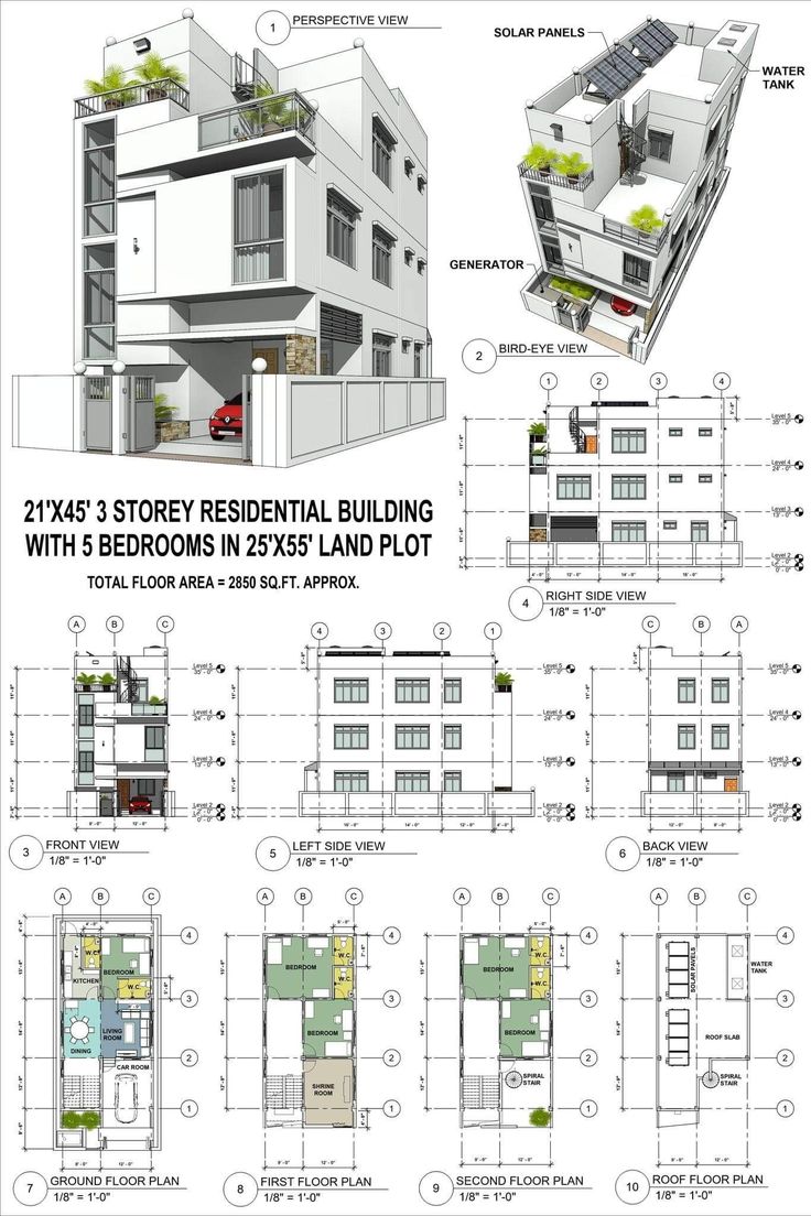 an architectural drawing shows the different sections of a building