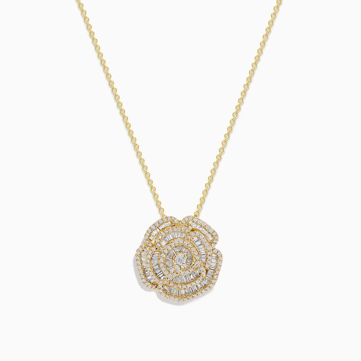 Effy D'oro 14K Yellow Gold Diamond Flower Pendant 1.03 TCW Diamond Flower Pendant, Effy Jewelry, Yellow Stone, Diamond Flower, Flower Pendant, Gold Yellow, Gold Diamond, Gold Metal, Yellow Gold